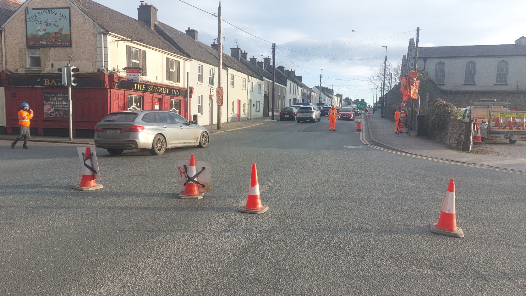 Traffic management around town centre roadworks